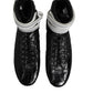 Black Quilted Leather Lace Up Sneakers Shoes