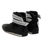 Black Quilted Leather Lace Up Sneakers Shoes