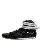 Black Quilted Leather Lace Up Sneakers Shoes