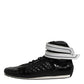 Black Quilted Leather Lace Up Sneakers Shoes