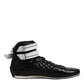 Black Quilted Leather Lace Up Sneakers Shoes