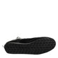 Black Quilted Leather Lace Up Sneakers Shoes