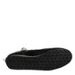 Black Quilted Leather Lace Up Sneakers Shoes
