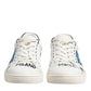 White Leather Printed Low Top Sneakers Shoes