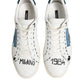 White Leather Printed Low Top Sneakers Shoes