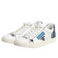 White Leather Printed Low Top Sneakers Shoes