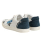 White Leather Printed Low Top Sneakers Shoes