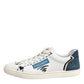 White Leather Printed Low Top Sneakers Shoes