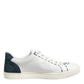 White Leather Printed Low Top Sneakers Shoes