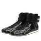 Black Quilted Leather Lace Up Sneakers Shoes