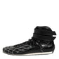 Black Quilted Leather Lace Up Sneakers Shoes