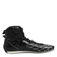 Black Quilted Leather Lace Up Sneakers Shoes