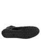 Black Quilted Leather Lace Up Sneakers Shoes