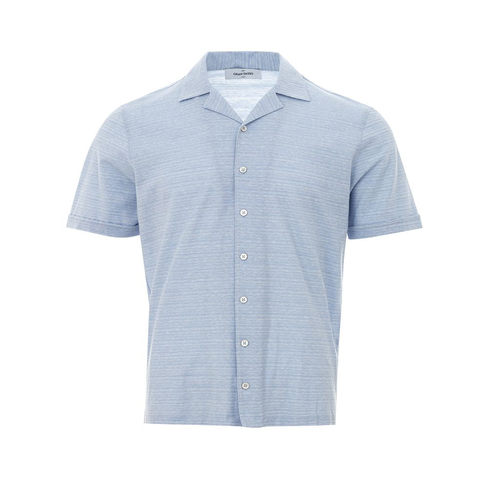 Blue Linen And Cotton Shortsleeve