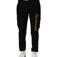 Black Cotton Cargo Casual Pants