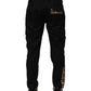 Black Cotton Cargo Casual Pants