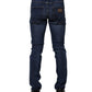 Dark Blue Cotton Skinny Denim Jeans