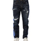 Dark Blue Tattered Skinny Denim Jeans