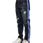 Dark Blue Tattered Skinny Denim Jeans