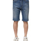 Blue Cotton Stretch Men Denim Bermuda Shorts