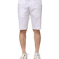 White Cotton Stretch Men Denim Bermuda Shorts