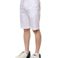 White Cotton Stretch Men Denim Bermuda Shorts