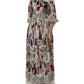 Multicolor Animal Print Silk Ascot Maxi Dress