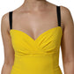 Yellow Polyester Sleeveless Sheath Midi Dress