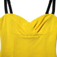 Yellow Polyester Sleeveless Sheath Midi Dress