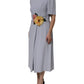 Gray Viscose ShortSleeve Sheath Midi Dress