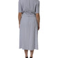 Gray Viscose ShortSleeve Sheath Midi Dress