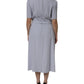 Gray Viscose ShortSleeve Sheath Midi Dress