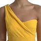 Yellow One Shoulder Side Slit Sheath Dress