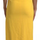 Yellow One Shoulder Side Slit Sheath Dress