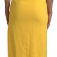 Yellow One Shoulder Side Slit Sheath Dress