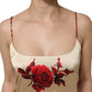 Beige Floral Spaghetti Strap Sheath Dress