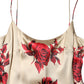 Beige Floral Spaghetti Strap Sheath Dress