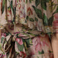 Pink Floral Print Tiered Long Maxi Dress