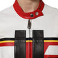 Multicolor Leather Biker Full Zip Coat Jacket