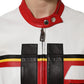 Multicolor Leather Biker Full Zip Coat Jacket