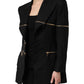 Black Wool Zipper Detailing Blazer Jacket