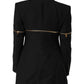 Black Wool Zipper Detailing Blazer Jacket