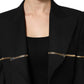 Black Wool Zipper Detailing Blazer Jacket