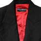 Black Wool Zipper Detailing Blazer Jacket