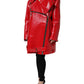 Red Lambskin Full Zipper Jacket