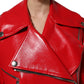 Red Lambskin Full Zipper Jacket