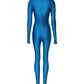 Blue Nylon Turtleneck Bodycon Jumpsuit Dress