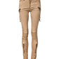 Brown Cotton Mid Waist Skinny Denim Jeans
