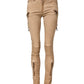 Brown Cotton Mid Waist Skinny Denim Jeans