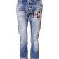 Blue Washed Cotton Mid Waist Skinny Denim Jeans